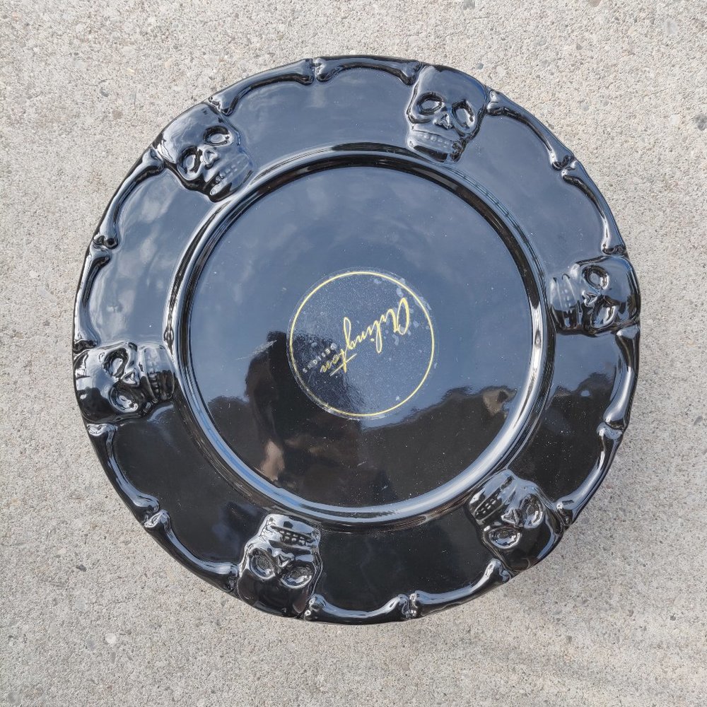 Ceramic Gold Black Skull Cake Tray